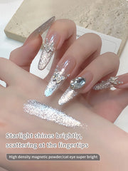 YICKYUE - 16ml Sparkling NO GRAY Cat Eye Gel Nail Polish Reflective Magnetic Gel White Color Soak Off UV Permanent Seedling Varnish Nail