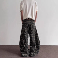 HEARUJOY - Men's Camouflage Straight Denim Trousers American Fashion Trend High Street Loose Casual Breathable Niche Summer Men's Bottoms