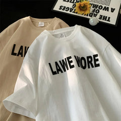 HEARUJOY - T Shirt Oversized Cotton For Men White Men's Letter Print T-shirts Male 5XL Casual Wear Summer Tee Shirts Unisex Big Size