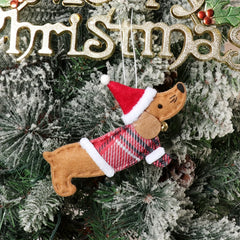 YICKYUE - 4 Pcs Christmas Dachshund Ornament Set - Cute Puppy Shaped Holiday Pendants For Christmas Tree Decorations, Holiday Hangings