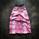 Hearujoy Harajuku Fashion striped design High waisted wide leg pants Women High street punk overalls personality retro couple Y2k pants