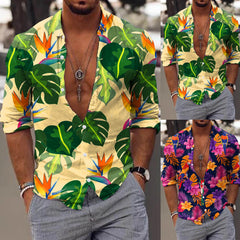 HEARUJOY - Comfort Roll-Up Sleeves Men'S Slim Fit Shirt Men Long Sleeve Winter Casual Printed Shirts Fashion Top Blouse Shirts For Man 셔츠