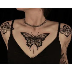 YICKYUE - Butterfly Temporary Tattoos for Women Chest Clavicle Punk Fake Tattoo Waterproof Art Sexy Tattoo Festival Lasting Stickers