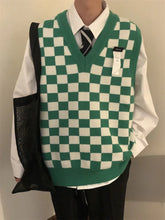HEARUJOY - Waistcoat Plaid Green V Neck Sleeveless Knitted Sweaters for Men Black Man Clothes Vest Ugly Cotton Pull Oversize Sheap T Shirt