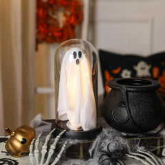 YICKYUE - 1pcs Halloween Decorations Indoor-Light Up Ghost in Glass Cloche-Cute Ghost with Light for Holiday Decorations