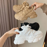 Hearujoy New Chunky Women's Sneakers Internal Increase Leather Casual White Ladies Shoes Trainer Platform Sneaker Womens Zapatillas Mujer