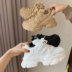 Hearujoy New Chunky Women's Sneakers Internal Increase Leather Casual White Ladies Shoes Trainer Platform Sneaker Womens Zapatillas Mujer