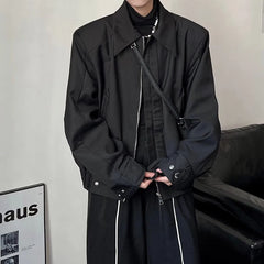 Hearujoy Men's Clothing Luxury Leisure Zipper Jacket Streetwear Solid Color Harajuku Long Sleeve Pocket Coats Korean Popular Outwear