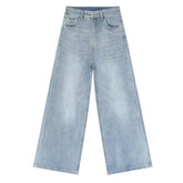 Hearujoy Men's Straight Jeans American Style Gradient Color Button Pockets Male Wide Leg Denim Pants Casual Spring Chic 9C4510