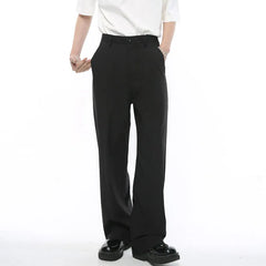 Hearujoy Men's Suit Pants 2024 Summer New French Style Simple Solid Color Casual Straight Leg Trousers Zipper Casual Loose 9C5294