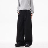HEARUJOY - Men's Solid Color Suit Trousers American Retro Fashion Trend Street Casual Simple Loose Breathable Summer New Men's Bottoms