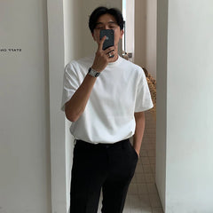HEARUJOY - Summer Cotton Short Sleeved T-shirt Men Fashion Casual T Shirt Men Streetwear Korean Loose Black White T Shirt Mens Top M-2XL
