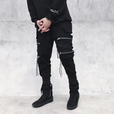 HEARUJOY - Men's slim and fashionable casual running pants street wear workwear pants men's multi pocket pants fitness gym sports pant