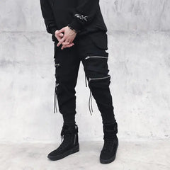 HEARUJOY - Men's slim and fashionable casual running pants street wear workwear pants men's multi pocket pants fitness gym sports pant