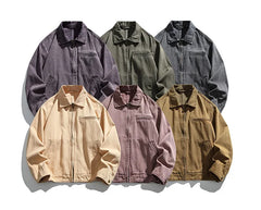 HEARUJOY - Japan Vintage Detroit Jacket Hand-Brushed Washed Canvas Artisan Dyed Workwear Overshirt Heritage Notch Collar Coats