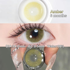 YICKYUE - Graduated Contact Lenses With Diopters Cosmetic Makeup Natural Colored Eye Contacts 14.0mm 6 Months