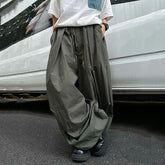 HEARUJOY - Spring Summer Loose Casual Soft Flowy Lightweight Wide Leg Shorts for Men Elastic High Waist Korean Fashion