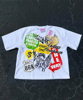 Hearujoy Street Fashion Vintage Print Crew Neck Short Sleeve Women Summer T-shirt Y2k Goth Harajuku Casual Couple Trend Sports Shirt