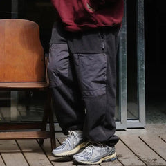 Hearujoy Men's Casual Cargo Pants Fashionable Street Hip-Hop Stitched Solid Color Japanese Loose Trousers Spring Summer New Style