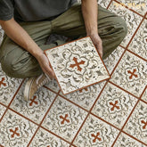 YICKYUE - Embossed Vintage Tile Floor Stickers,pvc vinyl wall tiles, 20/30cm Peel & Stick for Kitchen Bathroom Home Decor, Easy to cut