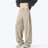 HEARUJOY - Black Casual Pants Men Fashion Oversized Wide Leg Pants Men Streetwear Korean Loose Straight Beige Pants Mens Baggy Trousers