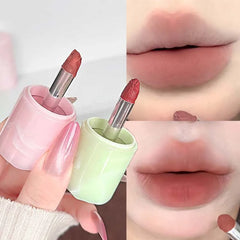 YICKYUE - 1 Pcs 2-in-1 Silky Velvet Matte Lipstick Lip Gloss Nude Pink Waterproof Long Lasting Natural Easy To Color Blush Makeup Cosmetic