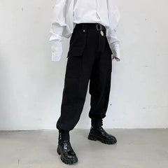 Hearujoy Summer Black Personality Design Three-dimensional Pocket Overalls Men All-match Casual Trousers Mens Clothing Pants Hombre Y2K