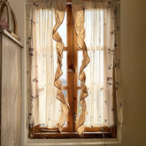 YICKYUE - Romantic Style Roses Pattern Ruffle Curtain Enclosure Kitchen Door Curtains Cafe Living Room Window Kitchen Curtain Decoration