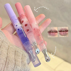 YICKYUE - Cute Pink Lip Gloss Hydrating Non Sticky Fruit Flavor Strawberry Peach Shiny Moisturizing Lip Balm Mirror Gloss Lip Oil Makeup