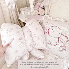 YICKYUE - Cute Pillow Cat Velvet Pillow Bow Sofa Home Decoration Bedroom Dormitory Office Chair Cushion Cute Nap Pink Pillow 45cmx35cm