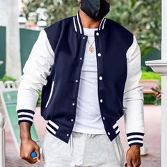 HEARUJOY - Autumn and Winter Fleece Classic Loose Casual Stand Collar Button Men's Baseball Uniform Flight Jacket