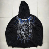 Hearujoy Vintage Graphics Print Woman Hoodie Y2k Grunge Emo Zip Up Sweatshirts Coat Gothic Harajuku Goth Kpop Kawaii Grunge Clothes