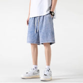 Hearujoy New Summer Shorts Men Cotton Harajuku Solid Color Loose Drawstring Water Washed Sweatshorts Male Casual Short Pant Streetwear