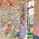 YICKYUE - 100pcs Boho Fabric Artificial Flowers with 50m Fishing Line Set Hanging Ornaments Featherless Floating Petals Wedding Home Decor