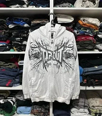 Hearujoy Retro Tapout Hip Hop Letter Zipper Hoodie Y2K Sweatshirt Women Mens Graphic Print Oversized Hoodie Jacket Clothes Streetwear