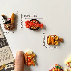 YICKYUE - 6Pcs/12pcs Miniature Resin Food Refrigerator Magnets Home Decor Magnets Food Magnets Decor Magnets