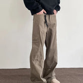 HEARUJOY - Vintage Cargo Pants For Men Cleanfit Style Straight Trousers High Street Retro Maillard Brown Multiple Pockets Casual Pants
