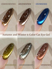 YICKYUE - 10ml Cat Eye Gel Nail Polish Set 6 Pcs Magnetic Sparkle Diamond Glitter brown golden blue Velvet Ice Jelly Gel Polish
