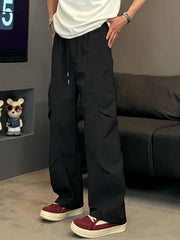 HEARUJOY - Folded Qui Dry Work Pants Men's Summer Thin Ice Silk Paratrooper Pants Cleanfit Cool Feeling Sports Pants Straight Leg