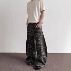 HEARUJOY - Men's Camouflage Straight Denim Trousers American Fashion Trend High Street Loose Casual Breathable Niche Summer Men's Bottoms