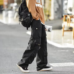 Hearujoy Men's Cargo Pants Multi-pockets Tooling Pant women's Vintage Loose Wide Leg Pants Streetwear Casual Hip-hop Mopping Trousers