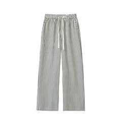 HEARUJOY - Summer Casual Pants Men Oversized Black Striped Pants Men Streetwear Korean Loose Wide Leg Pants Mens Trousers Plus Size 5XL