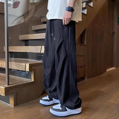 HEARUJOY - Ice Silk Baggy Summer Thin Men's Casual Wide-leg Pants Low Price Stylish High Quality New in Classic Y2k Long Xxxl Male Trousers