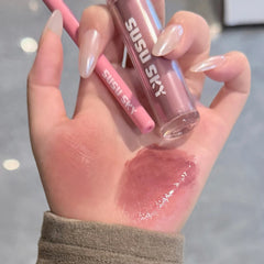 YICKYUE - 2Pcs Grey Purple Mist Lip Makeup Set Matte Velvet Lip Gloss Lipliner Combo Plumping Long-lasting Non-drying Nude Peach Lip Glaze