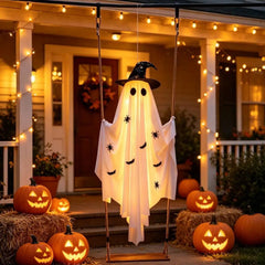 YICKYUE - Large Hanging Swing Ghost With Led Lights Hanging Swing Ghost Spooky Swing Ghost For Garden Patio Yard Porch Outdoor Holiday