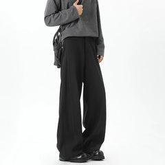 HEARUJOY - Grey Black Suit Pants Men Fashion Society Mens Dress Pants Korean Loose Straight Pants Mens Office Formal Trousers Plus Size