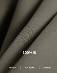 HEARUJOY - Pure Cotton Casual Pant Men Double Pleated High Waisted Breathable Trousers Business Casual Formal Pants Men Social Trousers