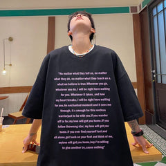 HEARUJOY - T Shirt Oversized Cotton For Men White Men's Letter Print T-shirts Men 5XL Casual Wear Summer Tee Shirts Big Size Clothing