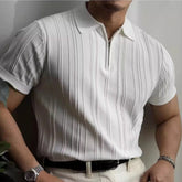HEARUJOY - Summer New Men's Solid Color Knitted Jacquard Short Sleeve T-shirt Retro Trend Fashion Casual Simple Slim Men's Tops
