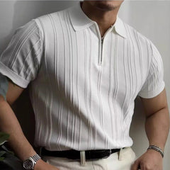 HEARUJOY - Summer New Men's Solid Color Knitted Jacquard Short Sleeve T-shirt Retro Trend Fashion Casual Simple Slim Men's Tops